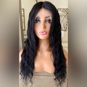 SALE Elegant Black Brown Wavy 💯 human Hair Wig 26 inches